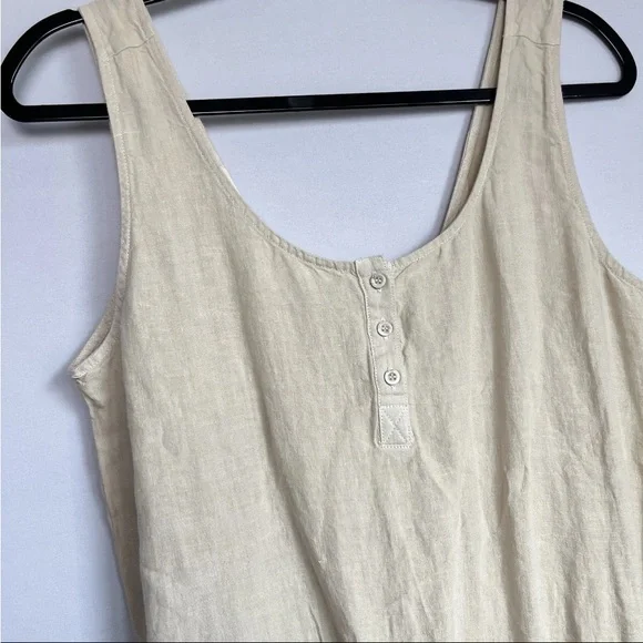 Cloth & Stone Sz M Jumpsuit Linen Drawstring Wide Leg Crop Natural Tan Lagenlook - Picture 13 of 16